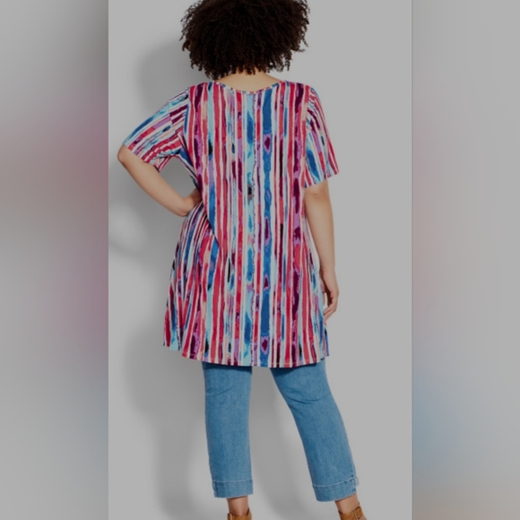 Liv Pleat Print Tunic - berry stripe - Picture 4 of 7